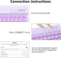 Bluetooth Keyboard Rechargeable Wireless QWERTY Portable for iPad/iPhone â Light Purple