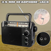 Retekess TR604 Portable Radio READ DESC FM AM Radio,Large Display and Knob,Large Speaker,3.5mm Headphone Jack,Clear Sound,Radios Mains and Battery,Easy to Use for Elderly (Black)