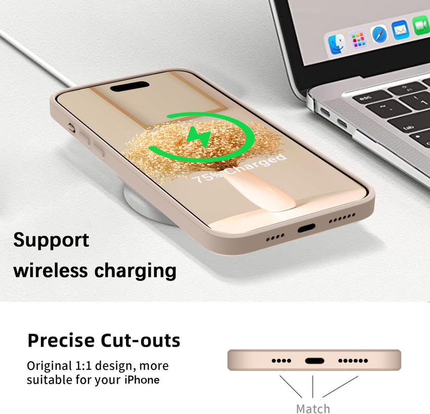 KPPIT Compatible with iPhone 14 Plus case,Silicone Case,Ultra Slim Soft Gel Anti-Scratch,Microfiber Lining,Rubber Shockproof Case Cover iPhone 14 Plus 6.7 inch, Khaki