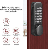 Pin Door Lock, Mechanical Combination Lock, Chrome Latch Keyless Entry, Anti Theft Codes Deadbolt Lock for Bidirectional Gate Glass Door