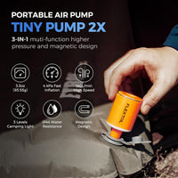 FLEXTAILGEAR Tiny Pump 2X, Portable Electric Air Pump,Vacuum Pump,3 Level Camping Light,Magnetic Design,Fast In/Deflating, Air Mattress, Swimming Ring, Vacuum Storage Bags
