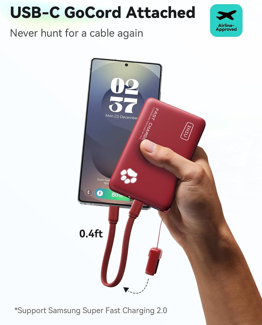 INIU 10000mAh Power Bank 45W PD Ultra Slim Fast Charger with USB-C â Red