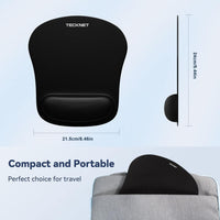 TECKNET 3 Pack Gaming Ergonomic Mouse Pad with Wrist Support Black | Soft Memory Foam, Fast Rebound, Pain Relief Waterproof Surface, Non-slip Base