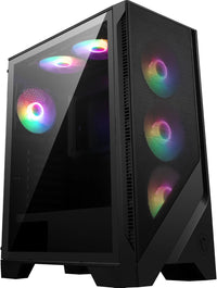 MSI Forge 120A Airflow mag cabinet with RGB window, Midi-Tower, ATX/Micro-ATX/Mini-ITX, USB 3.2, no source, 6 RGB fans installed, Black