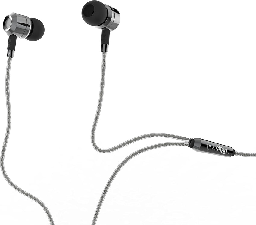 Okun G50MW HD Earphones, Metal In-Ear Headphones Earphones High Sensitivity Microphone - Noise Isolating