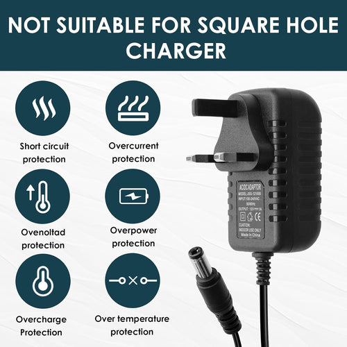 12V 1A Power Supply Adapter UK Plug, AC 100-240V to DC 12V Charger with 5.5x2.1mm Jack, Compatible with Ride On Car LED Strip CCTV Camera Monitor Router, Smart Protection Power Adapter for Home Use