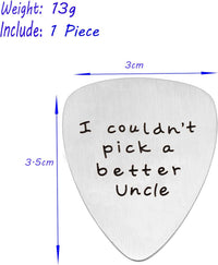 Stainless Steel Guitar Pick 'I Couldn't Pick A Better Uncle' Gift â Steel