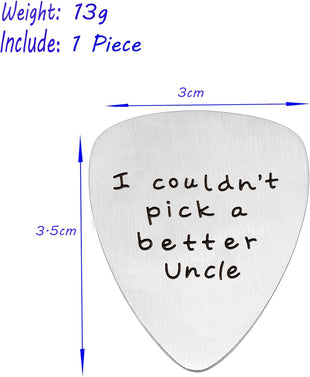 Stainless Steel Guitar Pick 'I Couldn't Pick A Better Uncle' Gift â Steel