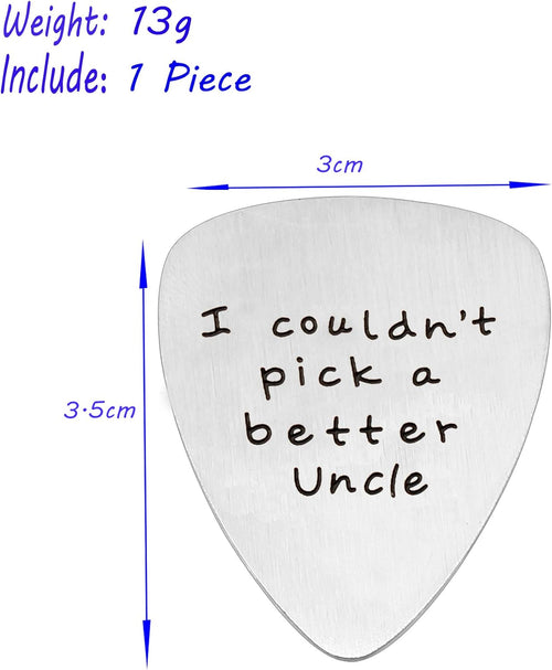 Stainless Steel Guitar Pick 'I Couldn't Pick A Better Uncle' Gift â Steel