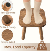 YOUEON Small Wooden Stool, 24 cm Non-Slip One Step Stool for Adults Kids, Holds up to 300 Lbs, Portable & Sturdy, Small Footstool for Bedroom, Bathroom, Kitchen, Easy to Assemble