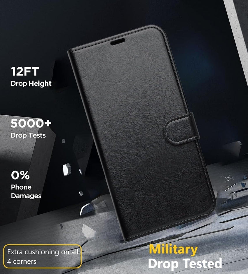 NWNK13 For Samsung A26 / A17 Case with Card Slots Magnetic Closure Kickstand Shockproof Protective Phone Case Compatible for Samsung Galaxy A17/A26 Black