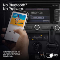 Twelve South AirFly Pro Bluetooth 5.0 Transmitter/Receiver for TV/Airplane to 2 Wireless Headphones - Wireless Adapter for AirPods, Airplane, Car, Gym, Home, Use With Any 3.5 mm Audio Jack, Black