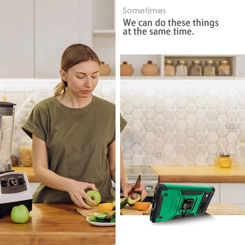 ShockProof Case for Google Pixel 7A 5G with Stand - Dark Green