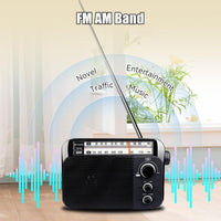 Retekess TR604 Portable Radio READ DESC FM AM Radio,Large Display and Knob,Large Speaker,3.5mm Headphone Jack,Clear Sound,Radios Mains and Battery,Easy to Use for Elderly (Black)