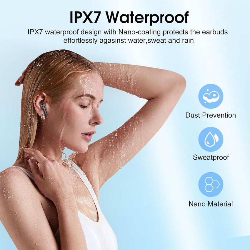 Wireless Earbuds, Bluetooth 5.4 Earphones in Ear with 4 ENC Noise Cancelling Mic, 40H HiFi Stereo Bluetooth Headphones, IP7 Waterproof Wireless Ear Buds with Hands-Free Calls, Lightweight LED Display