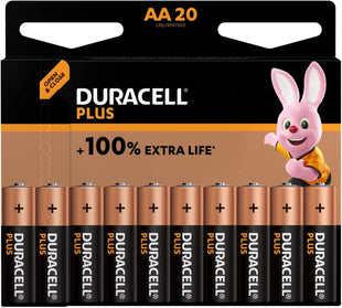 DURACELL Plus AA Batteries (20 Pack) - Alkaline Batteries 1.5V - Up to 150% Extra Life with POWER BOOST Actives - Packaging may vary - 0% Plastic Packaging - 10-Year Storage - MN1500