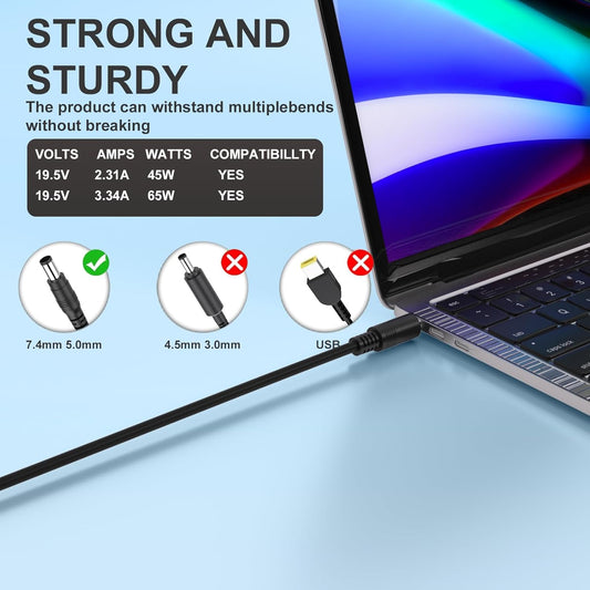 65W Laptop Charger, 19.5V 3.34A Power Adapter for Dell Latitude 5480 5490 E5470 E5440 E7440 E7270 E5430 E6440 E7250 E7240 E7470 Inspiron N5110 3520 3420 7490 LA65NS2-01 HA65NS5-00 Power Supply Cord
