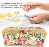 Vintage Sewing Basket Fabric Craft Storage Organizer with Handle Ã¢ÂÂ Garden Rose