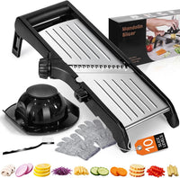 MASTERTOP Adjustable Mandoline Vegetable Slicer, Upgraded Professional Mandolin Slicer for Potato Cabbage Onion Fruits, Stainless Steel Kitchen Mandoline Food Slicer with Gloves and Cleaning Brush
