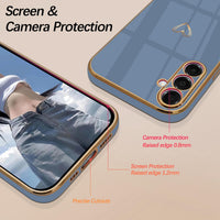 HopMore Case for Samsung Galaxy A16 4G / 5G Phone Case with Cute Heart Pattern Design, Soft Silicone Slim Phone Case for Samsung A16 Case, Flexible TPU Thin Shockproof Cover for Galaxy A16, Blue