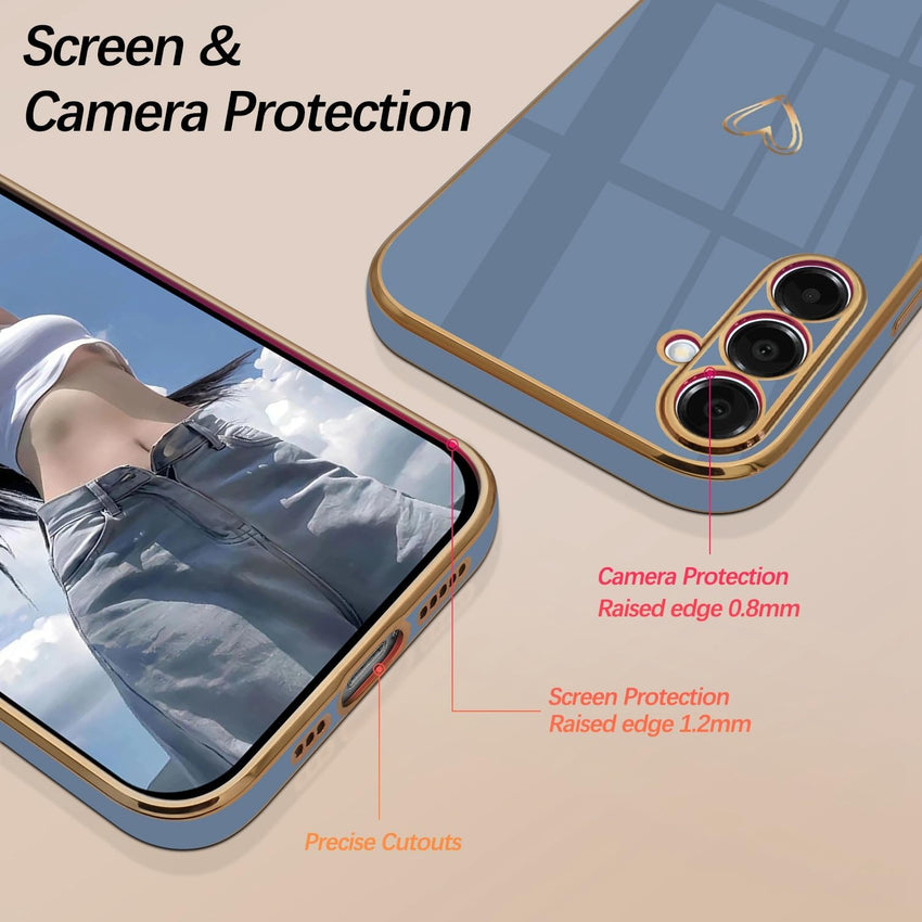 HopMore Case for Samsung Galaxy A16 4G / 5G Phone Case with Cute Heart Pattern Design, Soft Silicone Slim Phone Case for Samsung A16 Case, Flexible TPU Thin Shockproof Cover for Galaxy A16, Blue