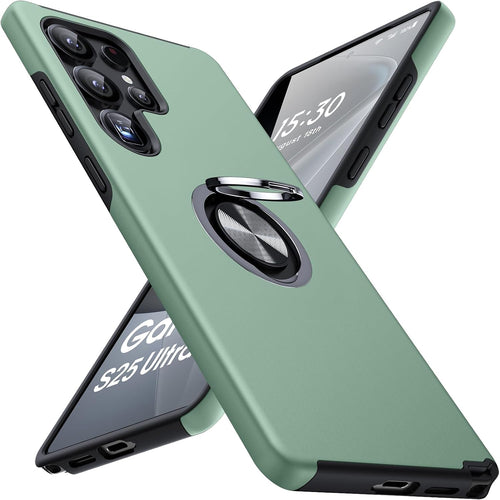 AOUIA for Samsung Galaxy S25 Ultra Case with Stand, Slim Fit Shockproof Case for Samsung S25 Ultra, Full Body Protection Phone Case for Galaxy S25 Ultra-Support Magnetic Car Mount (Alpine Green)