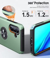 AOUIA for Samsung Galaxy A56 5G Case with 2 Pack Screen Protector, Military Protection Shockproof Samsung A56 5G Phone Case with 360^0 Rotating Ring Kickstand for Samsung A56, Alpine Green