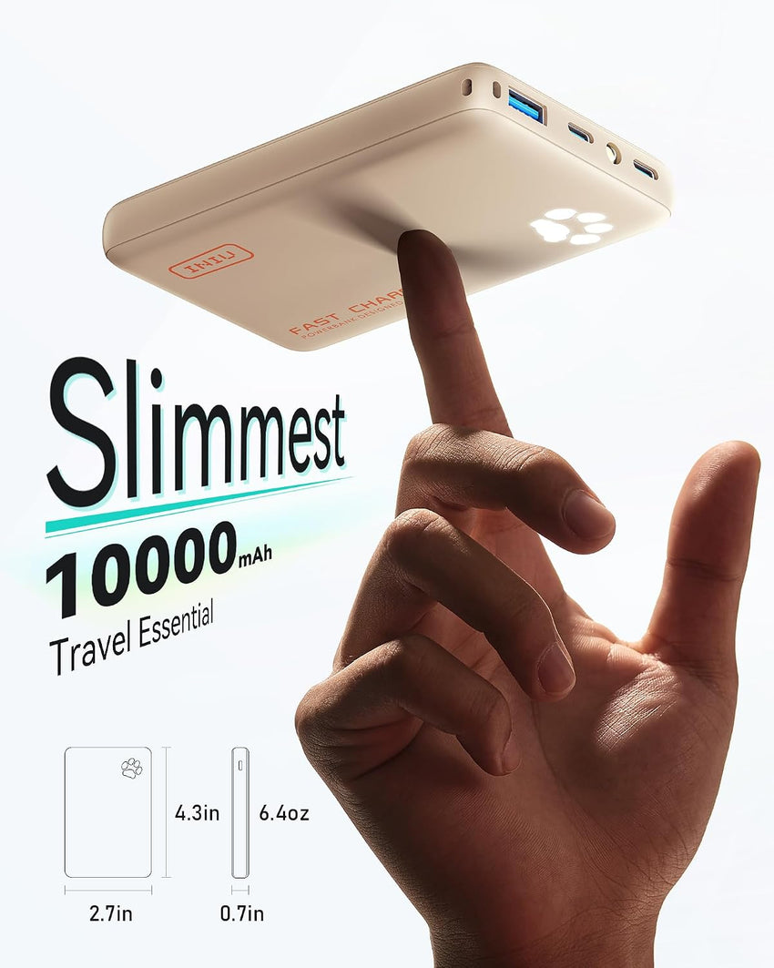 Portable Power Bank 10000mAh 45W PD Fast Charge Ultra Slim â Beige