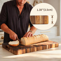 Acacia Cutting Board with Juice Groove & Handles â Reversible 43x30.5cm
