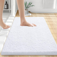 Chenille Bath Mat 50x75cm Absorbent Non-Slip Bathroom Rug White