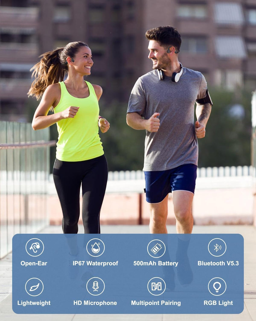 Monodeal Bone Conduction Headphones, Bluetooth 5.3 Open Ear Headphones, running headphones IP67 Waterproof Wireless Sports for Runners, Cycling, Hiking