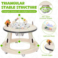 Baby Walker Height Adjustable with Music & Light,Kids Activity Walker Sit and Stand with 360Â° Quiet Wheels,Swivel Seat,Foot Pad and Game Play Center,Gift for Girls Boys Toddler,White