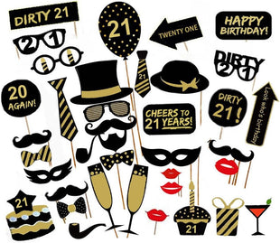 21st Birthday Photo Booth Props Funny DIY Kit â Unisex