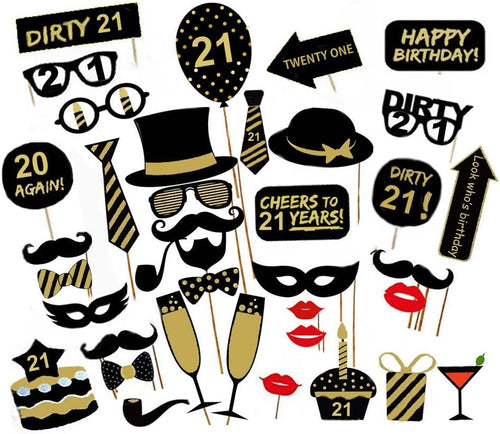 21st Birthday Photo Booth Props Funny DIY Kit â Unisex