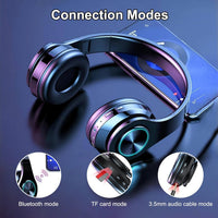Bluetooth Headphones Over Ear,Wireless Headphones Over Ear, Foldable Wireless Lightweight Headset with Built-in HiFi Stereo Sound Noise Reduction Mic,FM, SD/TF for Online Class,Office, Phone, PC