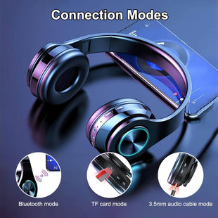 Bluetooth Headphones Over Ear,Wireless Headphones Over Ear, Foldable Wireless Lightweight Headset with Built-in HiFi Stereo Sound Noise Reduction Mic,FM, SD/TF for Online Class,Office, Phone, PC