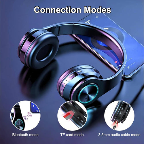 Bluetooth Headphones Over Ear,Wireless Headphones Over Ear, Foldable Wireless Lightweight Headset with Built-in HiFi Stereo Sound Noise Reduction Mic,FM, SD/TF for Online Class,Office, Phone, PC