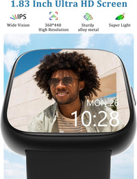 LODIMEKE Smart Watch, Alexa Built-in, Answer/Make Calls 44mm Smartwatch Women Men, 1.83" Sports Watch IP68 Waterproof, Heart Rate SpO2 Sleep Stress Monitor, Step Counter Watch for Android & iOS Phone