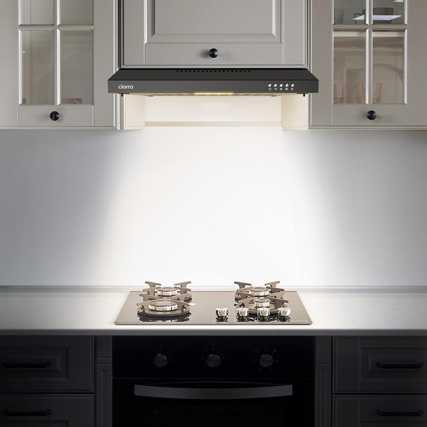 CIARRA CBCB6903 60cm Visor Cooker Hood Undercabinet Hoods Wall Mounted Kitchen Extractor Fan 600mm Top Vented Range Hood