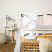 Russell Hobbs 12in Portable Desk Fan 3-Speed Wide-Angled Oscillation â White