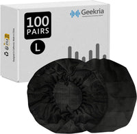 Geekria 100 Pairs Disposable Headphones Ear Cover for Large Over-Ear Headset Earcup, Stretchable Sanitary Ear Pads Cover, Hygienic Ear Cushion Protector (L/Black)