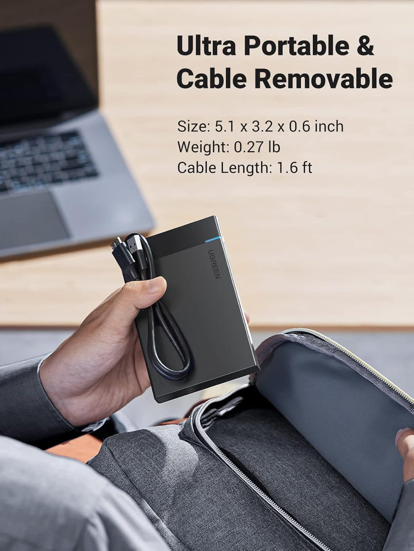 UGREEN 2.5 Inch Hard Drive Enclosure, 5Gbps SSD Enclosure, External USB 3.0 SATA HDD Caddy, SSD Reader UASP Supported, Hard Drive Caddy Compatible with 2.5 Inch SSD HDD EVO 870 WD Crucial Drive