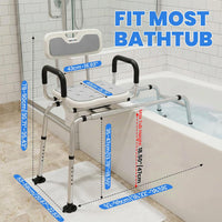 Sliding Bathtub Transfer Bench 360ÃÂ° Rotating Shower Chair Height Adjustable