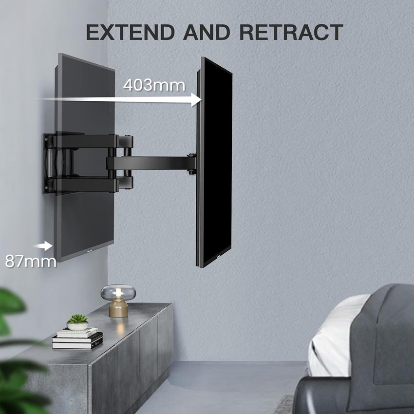 PERLESMITH TV Wall Bracket, Swivel Tilt TV Wall Mount for 26-65 Inch Flat & Curved TV up to 45kg, TV Bracket Max VESA 400x400mm