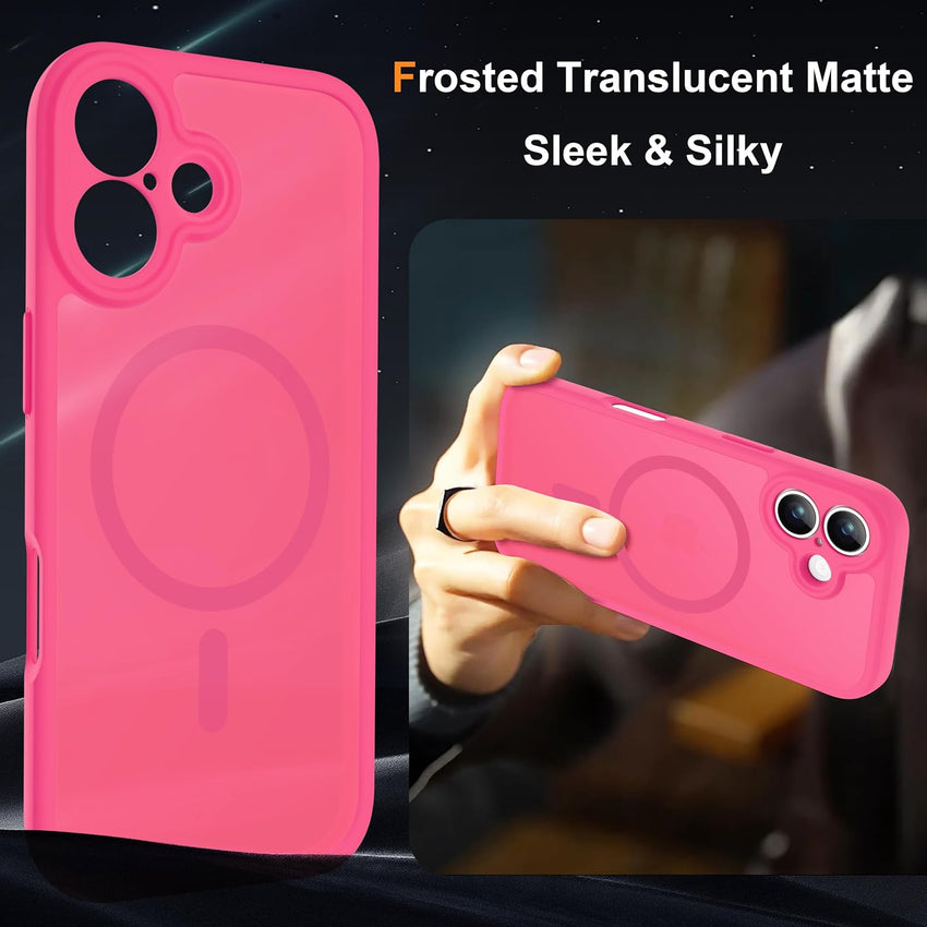 ORETECH Magnetic for iPhone 17 Case, 2 Pack Screen Protectors,Matt Hot Pink
