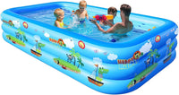 GALAXYER Inflatable Paddling Pool with Cartoon Prints, 3 Rings Large Rectangular Family Swimming Center for Kids Toddlers Adult, Indoor Outdoor Garden Swimming Pool, 205 Ãâ 125 Ãâ 50 CM