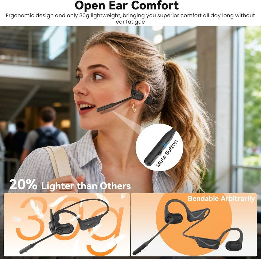 SANOTO Bone Conduction Headphones Bluetooth 5.3 Open Ear Headphones IPX7 Waterproof Sweatproof Bone Conduction Headphone Sports for Runners Bicycle Cycling Fitness