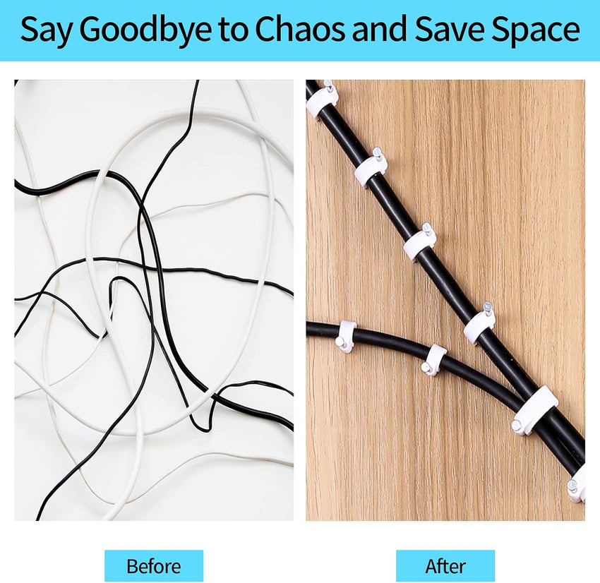 Cable Clips, 400 Pcs Strong Nails Durable White Round, 4 Size 4mm 6mm 8mm 10mm,Cable Holder Management Wire Tidy Clips