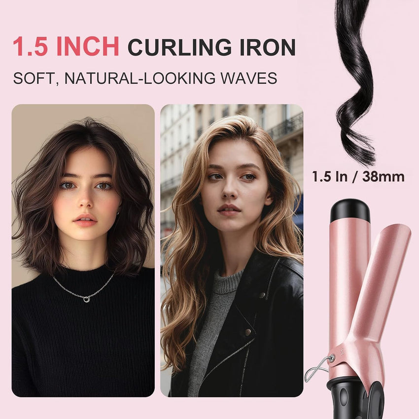 Large 38mm Barrel Curling Tong Ceramic 14 Temp Settings Dual Voltage Hair Curler Wand 38mm