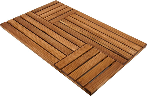 Teak Wood Bath Mat Large Non-Slip Sturdy Shower Mat ÃÂ¢ÃÂÃÂ Brown